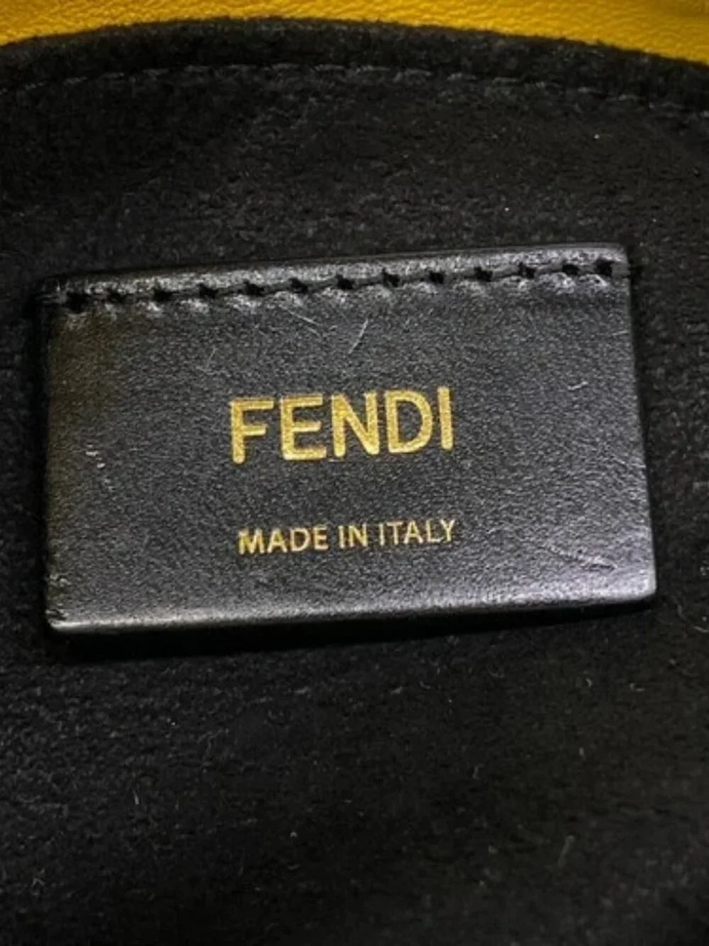 FENDI Slim Clutch 7VA510 Dark yellow Black Leather Shoulder Bag